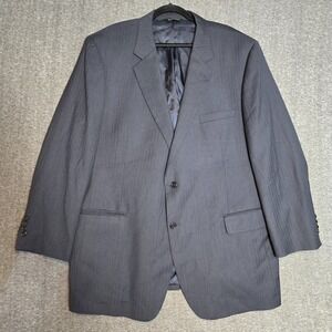 Jos A Bank Signature Collection Tonal Pinstripe‎ Blazer Coat Dark Navy Blue 50L